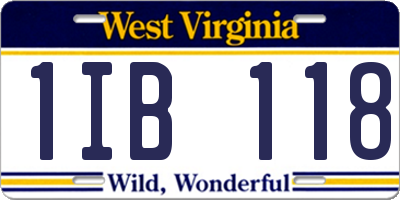 WV license plate 1IB118