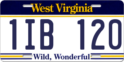WV license plate 1IB120