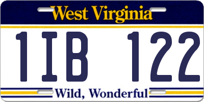 WV license plate 1IB122