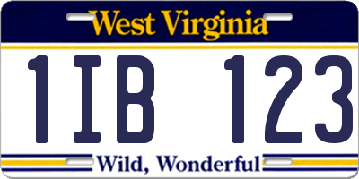 WV license plate 1IB123