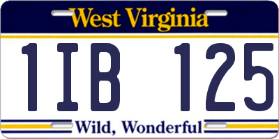 WV license plate 1IB125