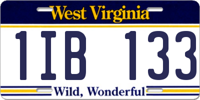 WV license plate 1IB133