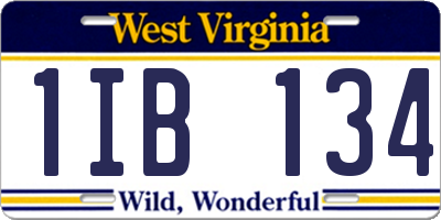 WV license plate 1IB134