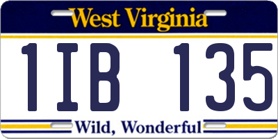 WV license plate 1IB135