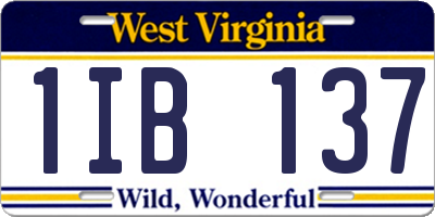 WV license plate 1IB137