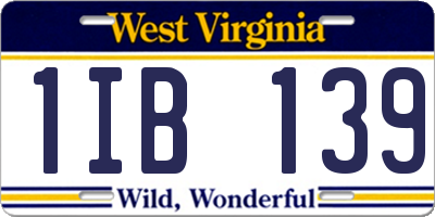 WV license plate 1IB139