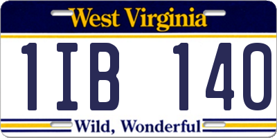 WV license plate 1IB140