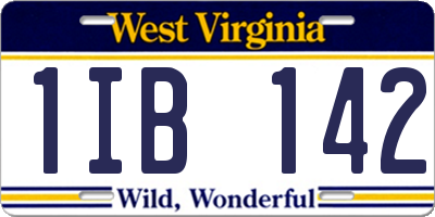 WV license plate 1IB142