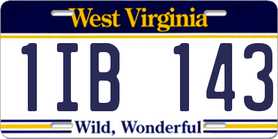 WV license plate 1IB143