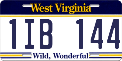 WV license plate 1IB144