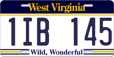 WV license plate 1IB145