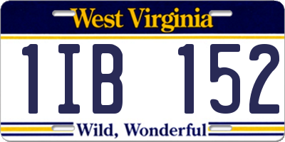 WV license plate 1IB152