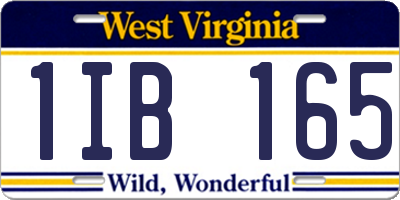 WV license plate 1IB165