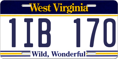 WV license plate 1IB170
