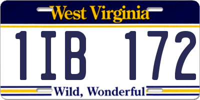 WV license plate 1IB172