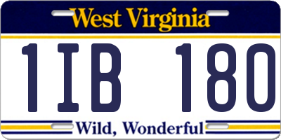 WV license plate 1IB180