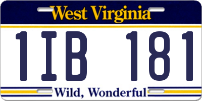 WV license plate 1IB181