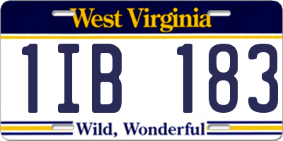 WV license plate 1IB183
