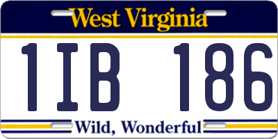 WV license plate 1IB186