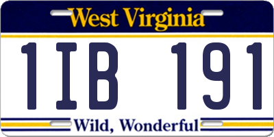 WV license plate 1IB191