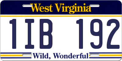 WV license plate 1IB192