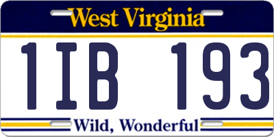 WV license plate 1IB193