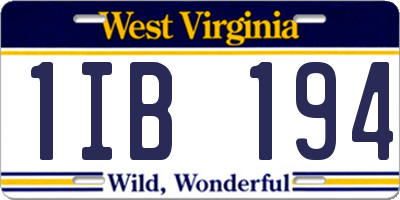 WV license plate 1IB194
