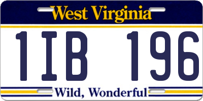 WV license plate 1IB196