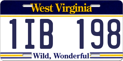 WV license plate 1IB198