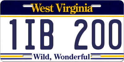 WV license plate 1IB200