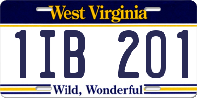 WV license plate 1IB201