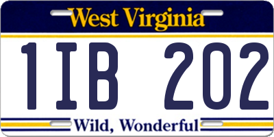 WV license plate 1IB202