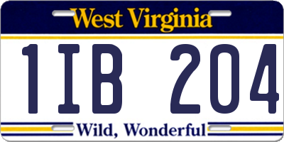 WV license plate 1IB204