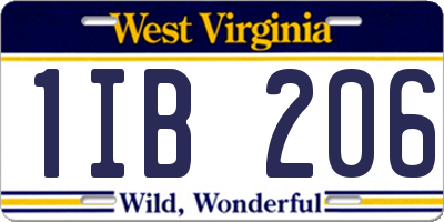 WV license plate 1IB206