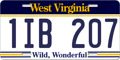 WV license plate 1IB207