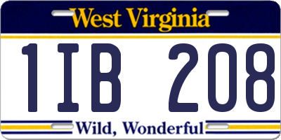 WV license plate 1IB208