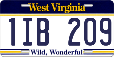 WV license plate 1IB209