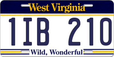 WV license plate 1IB210
