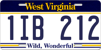 WV license plate 1IB212