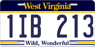 WV license plate 1IB213