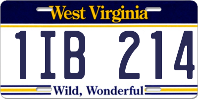 WV license plate 1IB214