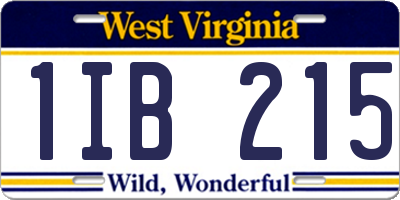 WV license plate 1IB215
