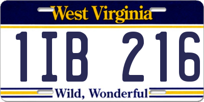 WV license plate 1IB216