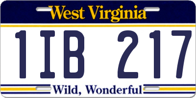 WV license plate 1IB217