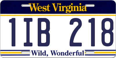 WV license plate 1IB218