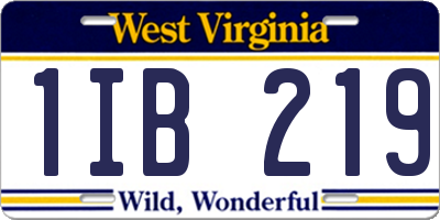 WV license plate 1IB219
