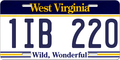WV license plate 1IB220