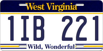 WV license plate 1IB221