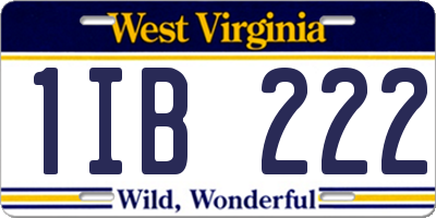 WV license plate 1IB222