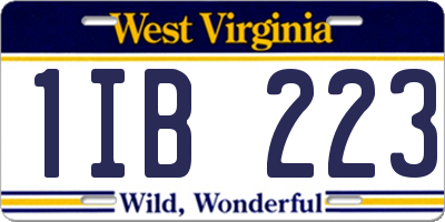 WV license plate 1IB223